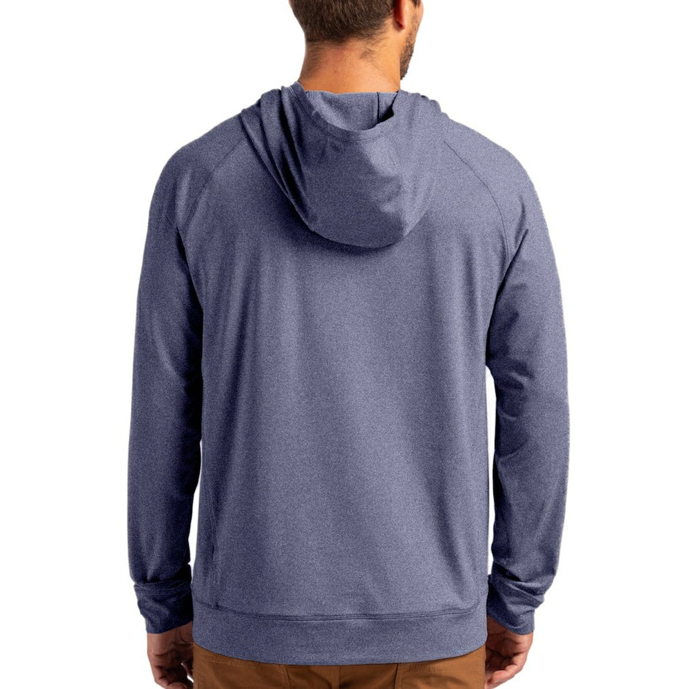 San Francisco 49ers Cutter & Buck Adapt Americana Knit Recycled Raglan Pullover Hoodie Heather Navy