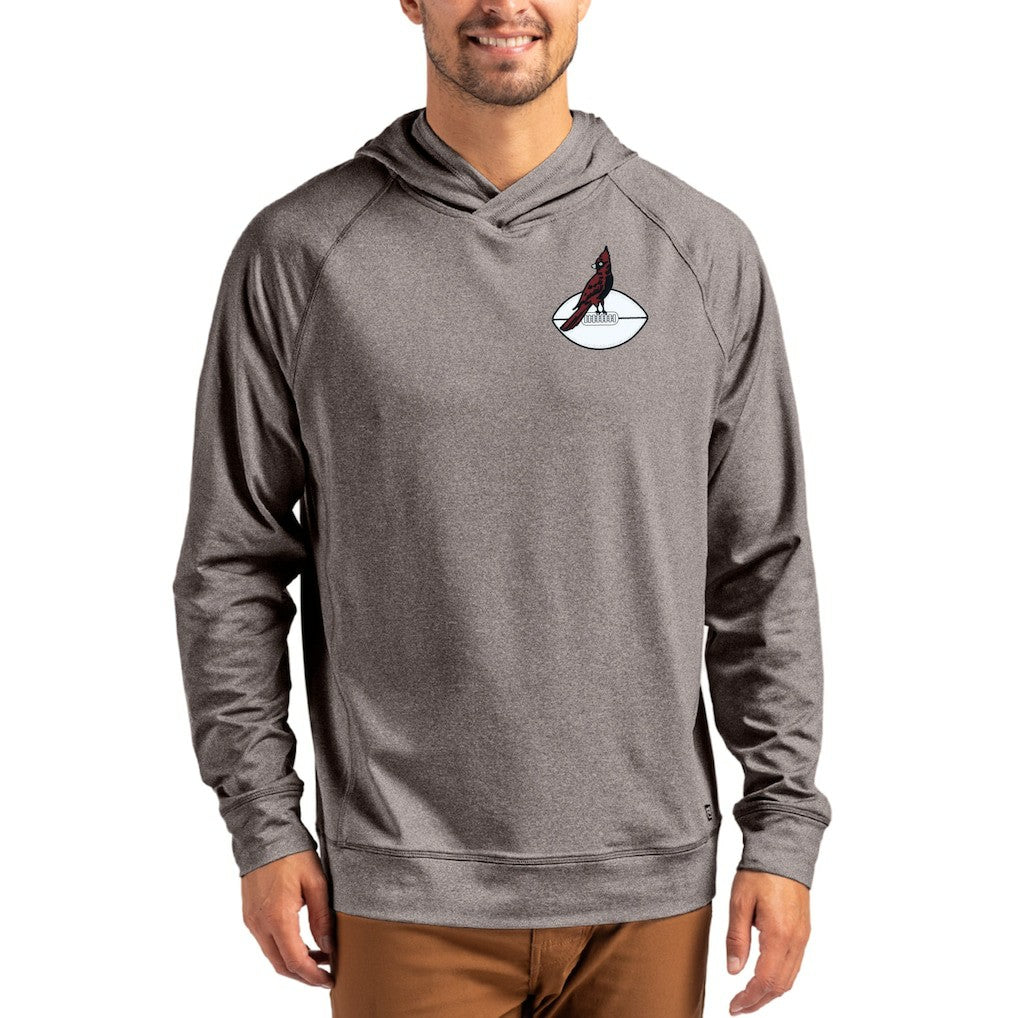 Arizona Cardinals Cutter & Buck Adapt Historic Knit Recycled Raglan Pullover Hoodie Dark Heather Gray