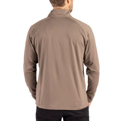 New England Patriots Cutter & Buck Adapt Eco Knit Stretch Recycled Quarter-Zip Pullover Brown