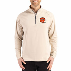 Cincinnati Bengals Cutter & Buck Throwback Logo Adapt Eco Knit Stretch Recycled Quarter-Zip Pullover Tan