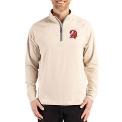 Tampa Bay Buccaneers Cutter & Buck Throwback Logo Adapt Eco Knit Stretch Recycled Quarter-Zip Pullover Tan