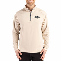 Baltimore Ravens Cutter & Buck Adapt Eco Knit Stretch Recycled Quarter-Zip Pullover Tan