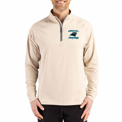 Carolina Panthers Cutter & Buck Throwback Logo Adapt Eco Knit Stretch Recycled Quarter-Zip Pullover Tan