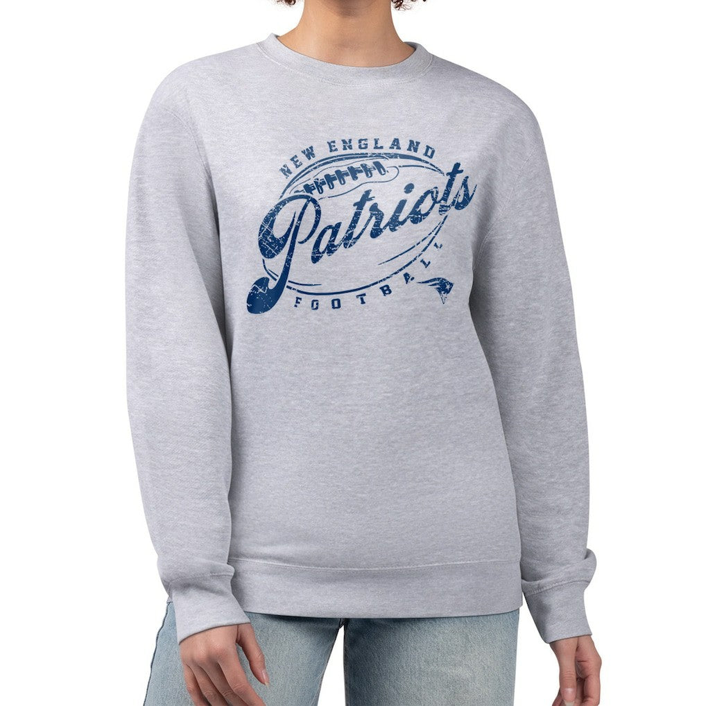 New England Patriots G-III 4Her by Carl Banks Women's Distressed Graphics Fleece Pullover Sweatshirt Gray