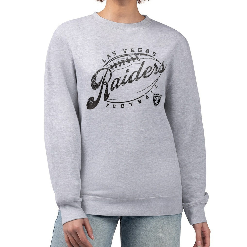 Las Vegas Raiders G-III 4Her by Carl Banks Women's Distressed Graphics Fleece Pullover Sweatshirt Gray