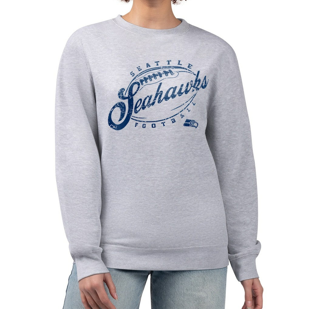 Seattle Seahawks G-III 4Her by Carl Banks Women's Distressed Graphics Fleece Pullover Sweatshirt Gray