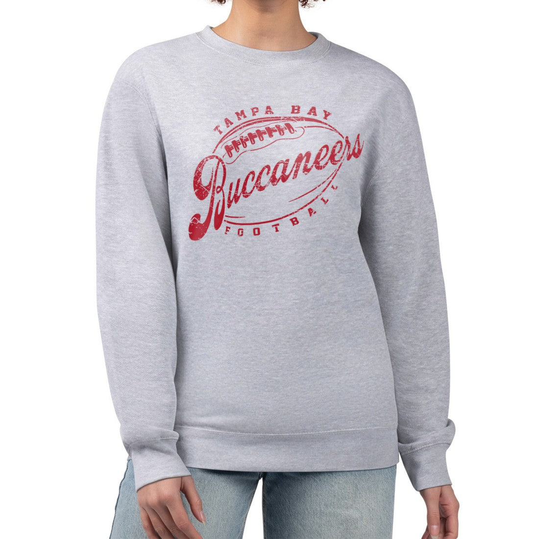 Tampa Bay Buccaneers G-III 4Her by Carl Banks Women's Distressed Graphics Fleece Pullover Sweatshirt Gray