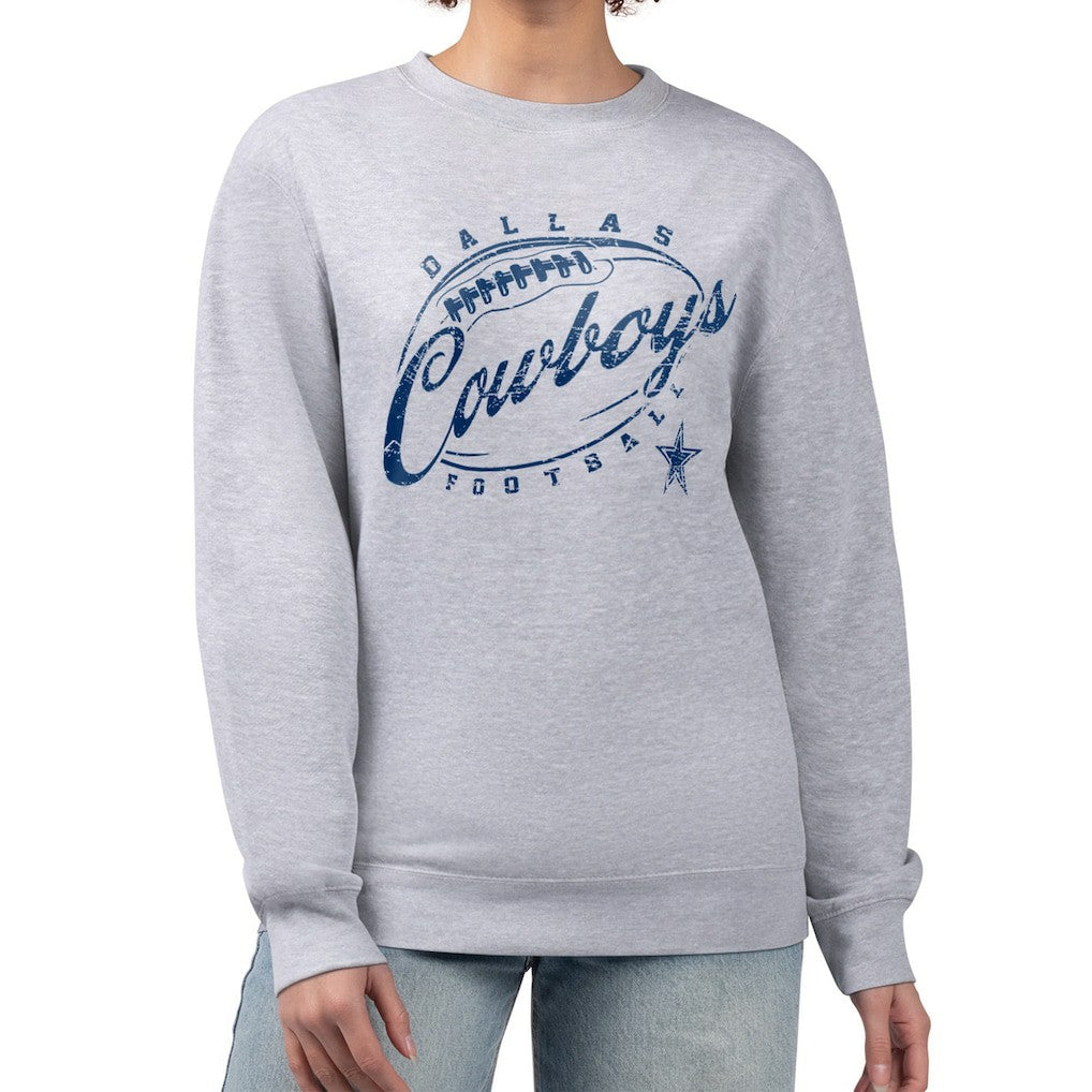 Dallas Cowboys G-III 4Her by Carl Banks Women's Distressed Graphics Fleece Pullover Sweatshirt Gray