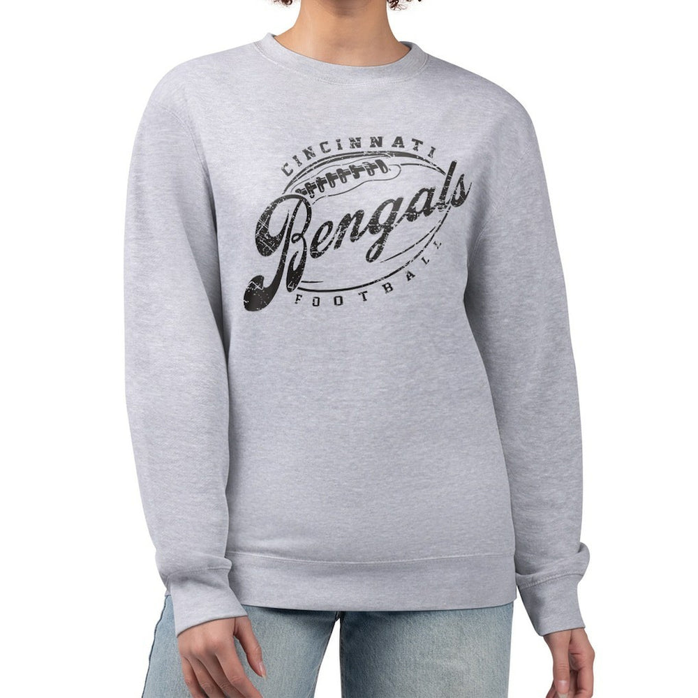 Cincinnati Bengals G-III 4Her by Carl Banks Women's Distressed Graphics Fleece Pullover Sweatshirt Gray