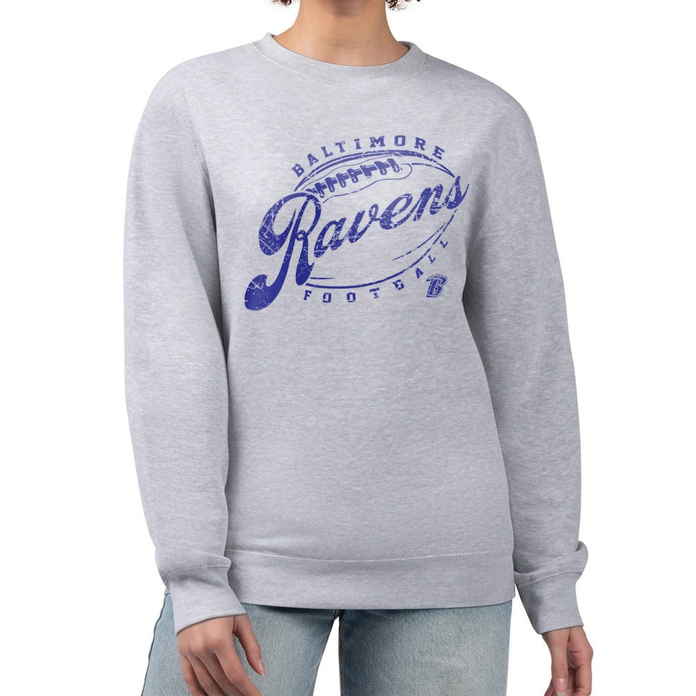 Baltimore Ravens G-III 4Her by Carl Banks Women's Distressed Graphics Fleece Pullover Sweatshirt Gray