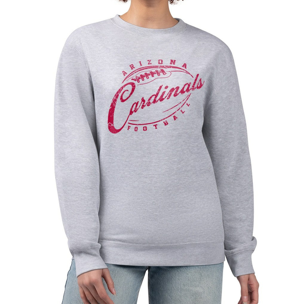 Arizona Cardinals G-III 4Her by Carl Banks Women's Distressed Graphics Fleece Pullover Sweatshirt Gray
