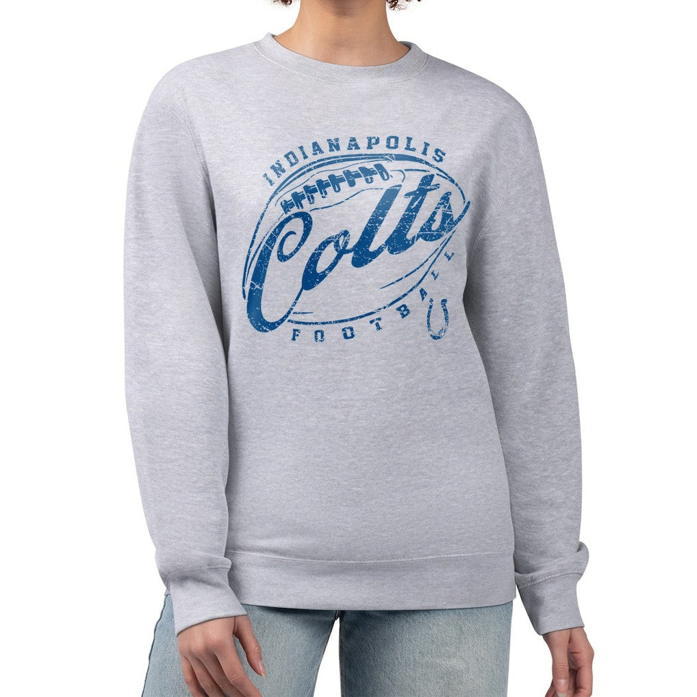Indianapolis Colts G-III 4Her by Carl Banks Women's Distressed Graphics Fleece Pullover Sweatshirt Gray