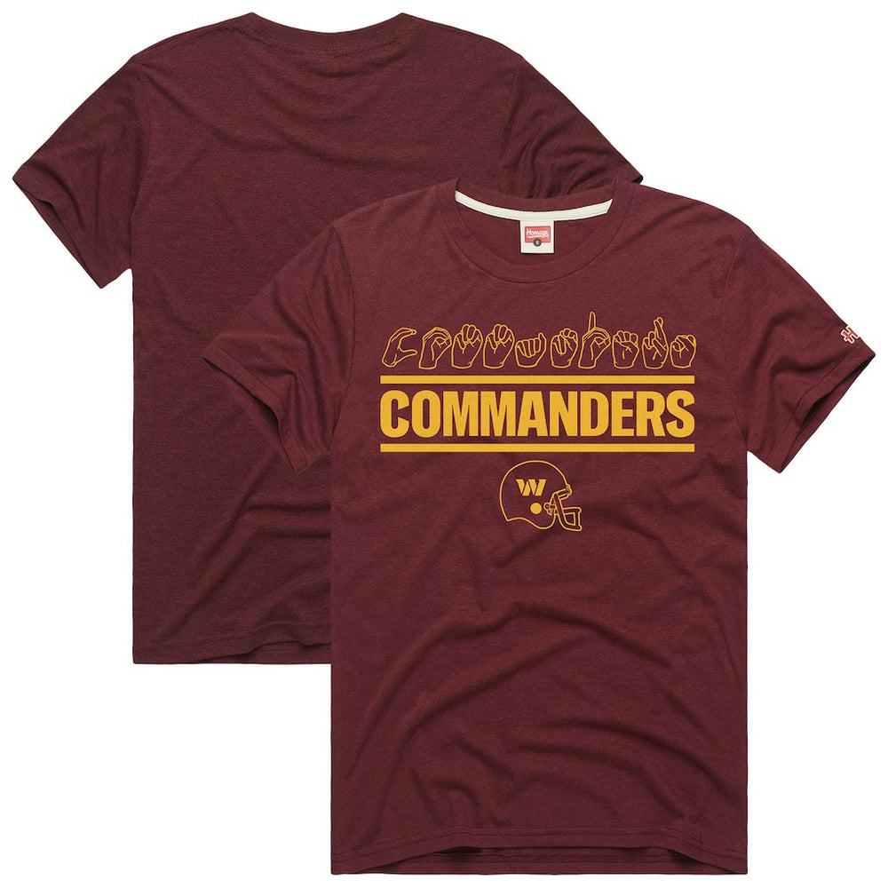 Washington Commanders Homage Unisex NFL ASL Collection by Love Sign Tri-Blend T-Shirt Burgundy