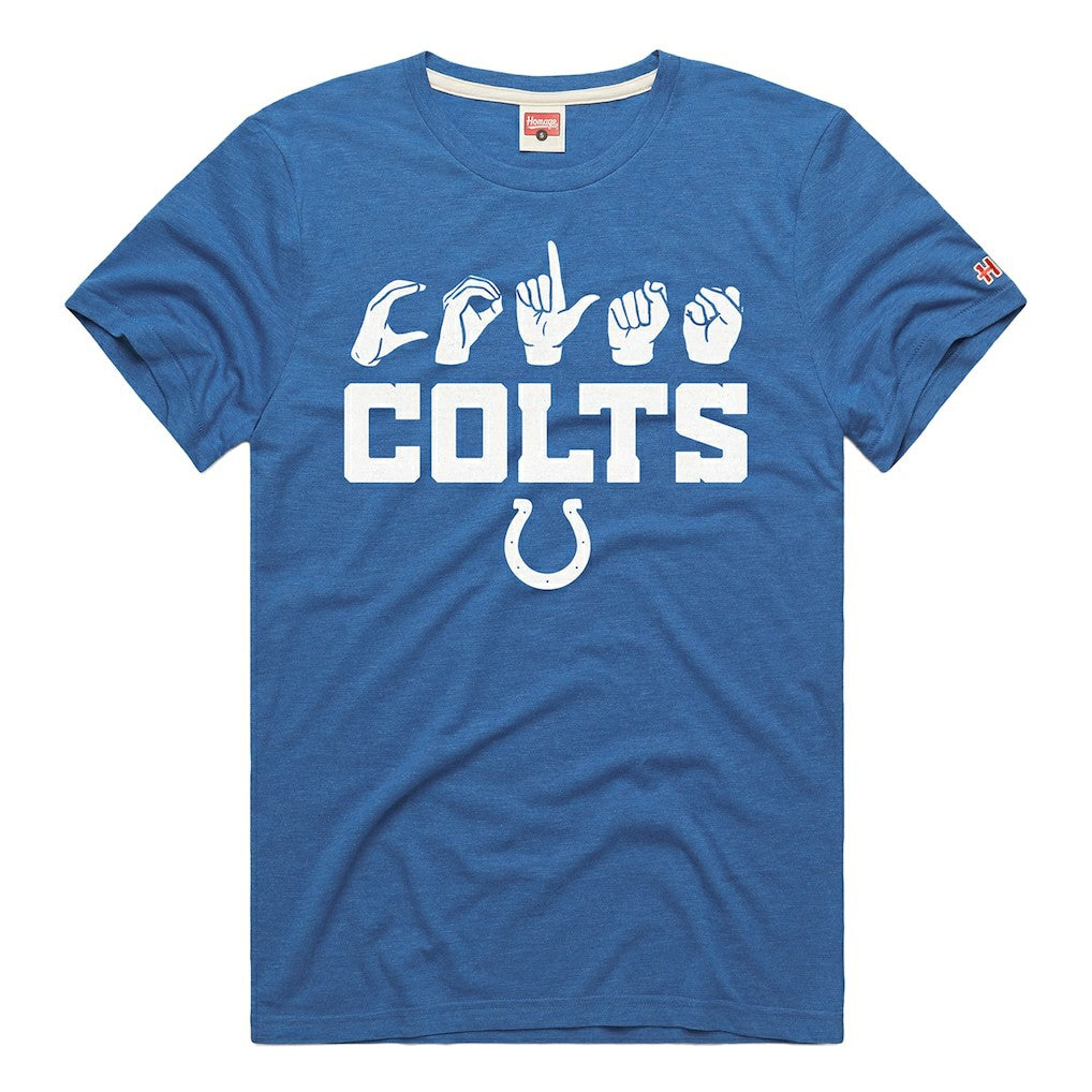 Indianapolis Colts Homage Unisex NFL ASL Collection by Love Sign Tri-Blend T-Shirt Royal