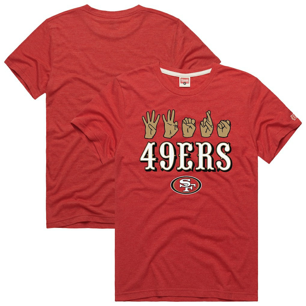 San Francisco 49ers Homage Unisex NFL ASL Collection by Love Sign Tri-Blend T-Shirt Scarlet