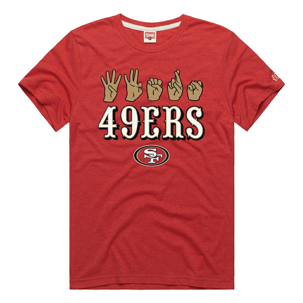 San Francisco 49ers Homage Unisex NFL ASL Collection by Love Sign Tri-Blend T-Shirt Scarlet