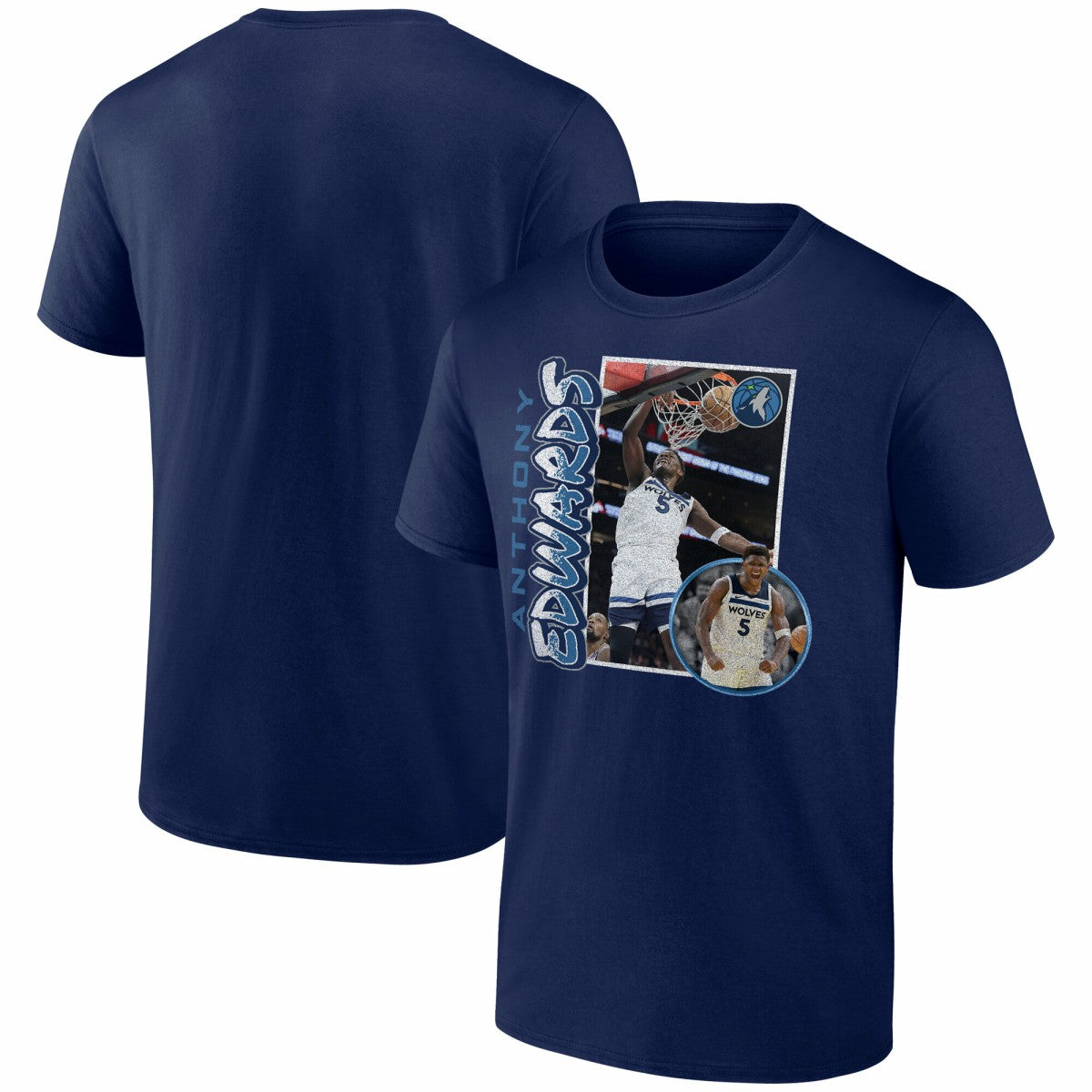 Anthony Edwards Minnesota Timberwolves '90s Player Graphic T-Shirt Navy