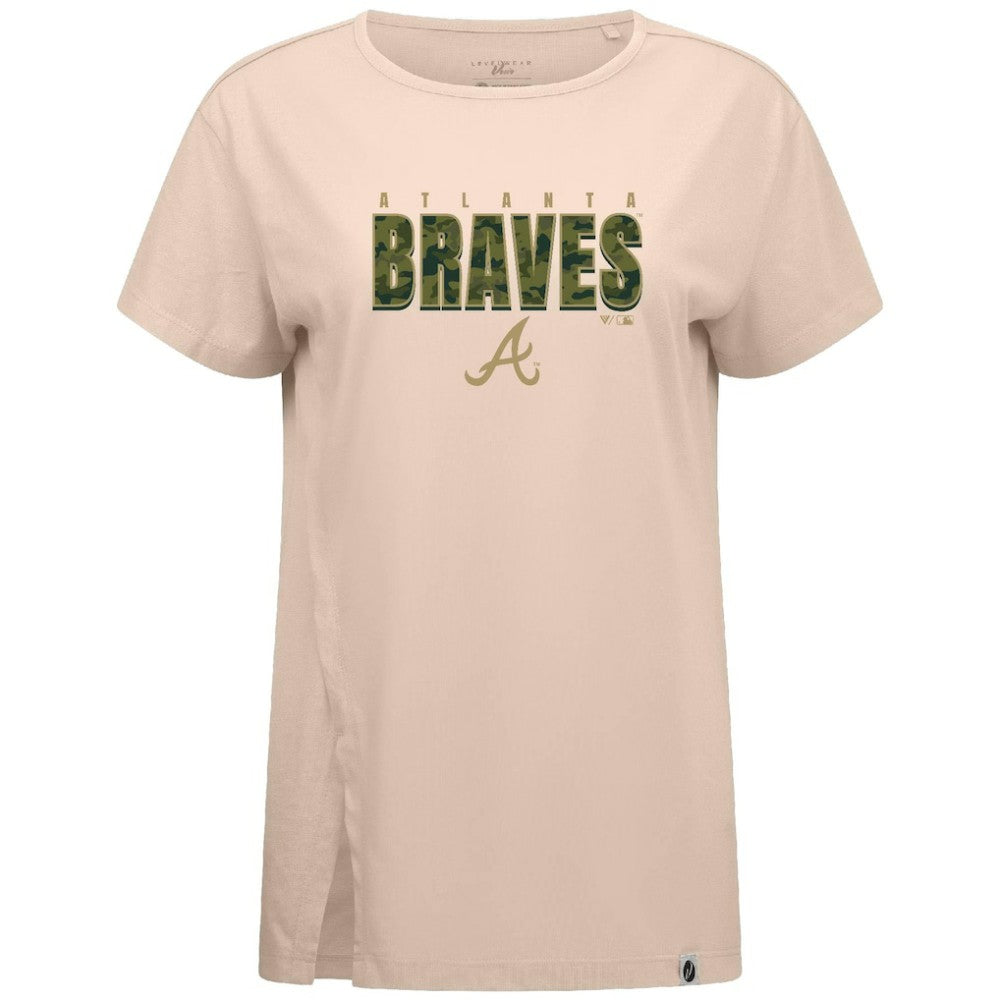 Atlanta Braves Levelwear Women's Influx Protect W T-Shirt - Khaki - MLB on Sale