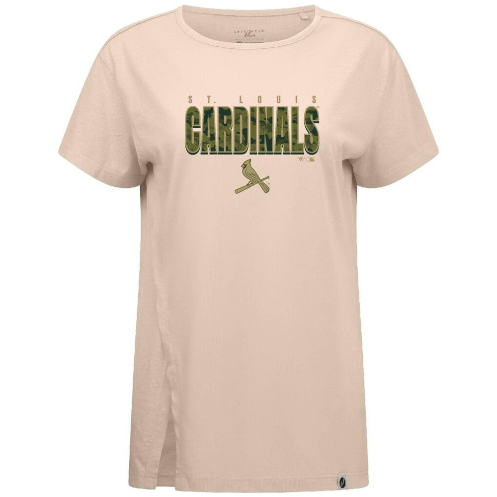 St. Louis Cardinals Levelwear Women's Influx Protect W T-Shirt - Khaki - MLB Sale