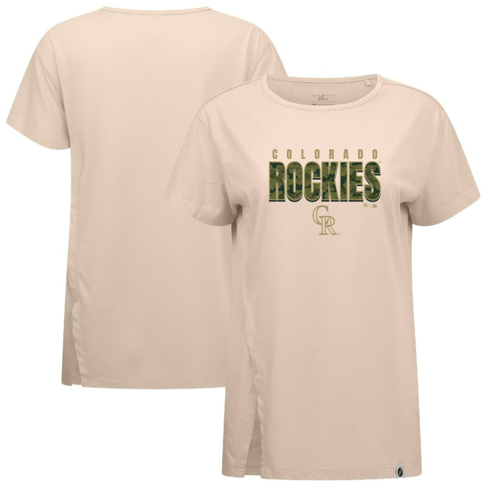 Colorado Rockies Levelwear Women's Influx Protect W T-Shirt - Khaki - MLB Discount