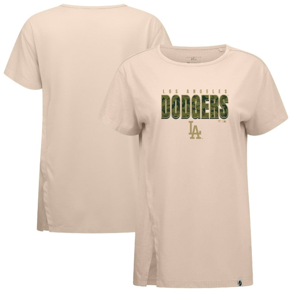 Los Angeles Dodgers Levelwear Women's Influx Protect W T-Shirt - Khaki - MLB Discount