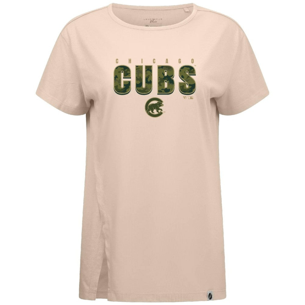 Chicago Cubs Levelwear Women's Influx Protect W T-Shirt - Khaki - MLB Discount