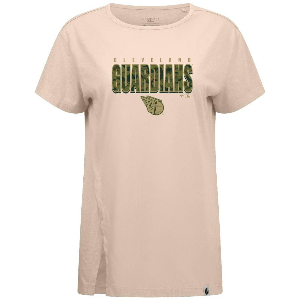 Cleveland Guardians Levelwear Women's Influx Protect W T-Shirt - Khaki - MLB Lifestyle