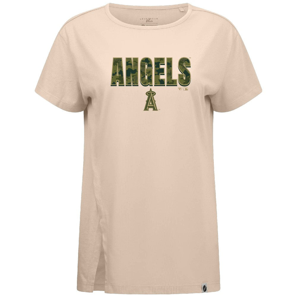 Los Angeles Angels Levelwear Women's Influx Protect W T-Shirt - Khaki - MLB Lifestyle