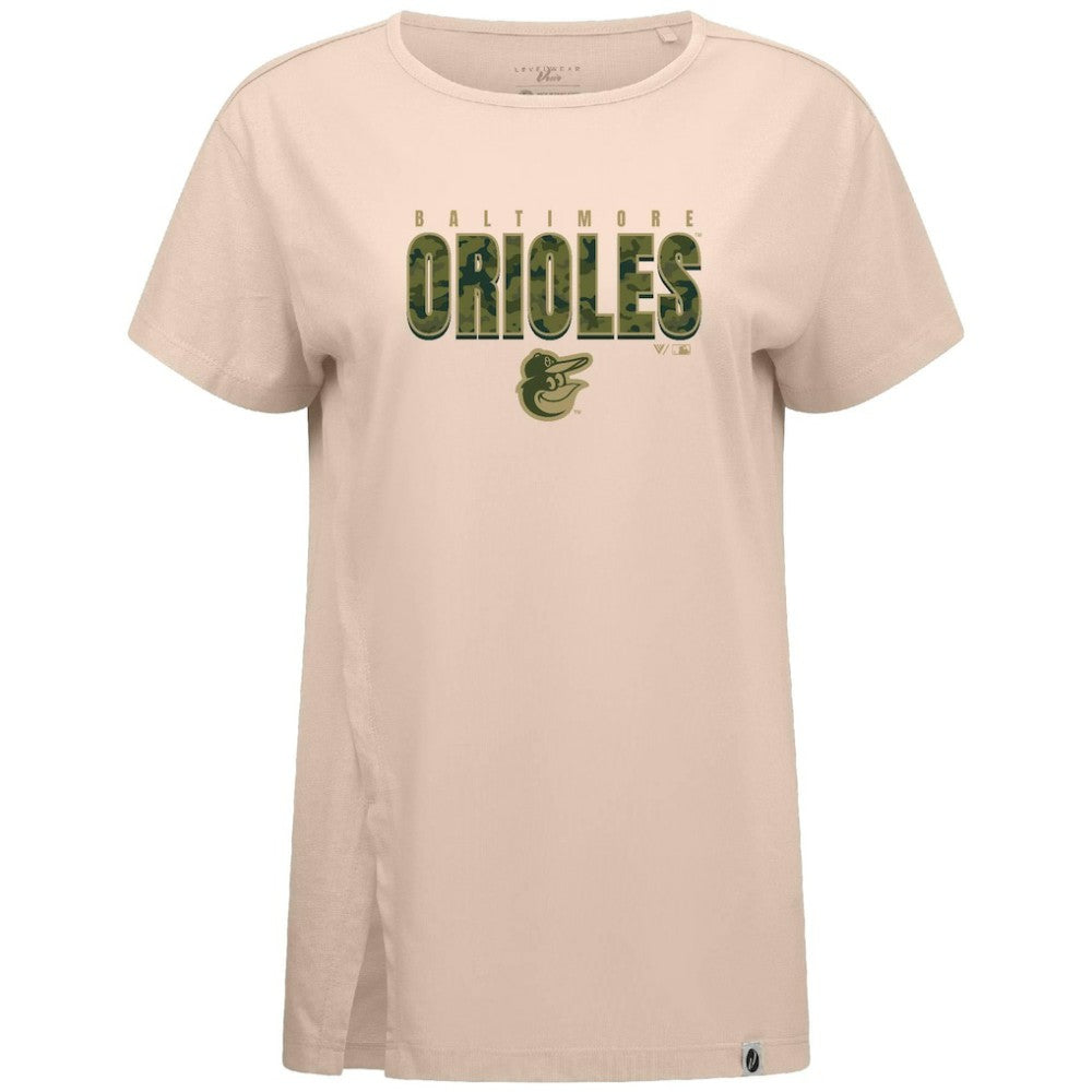 Baltimore Orioles Levelwear Women's Influx Protect W T-Shirt - Khaki - MLB Discount