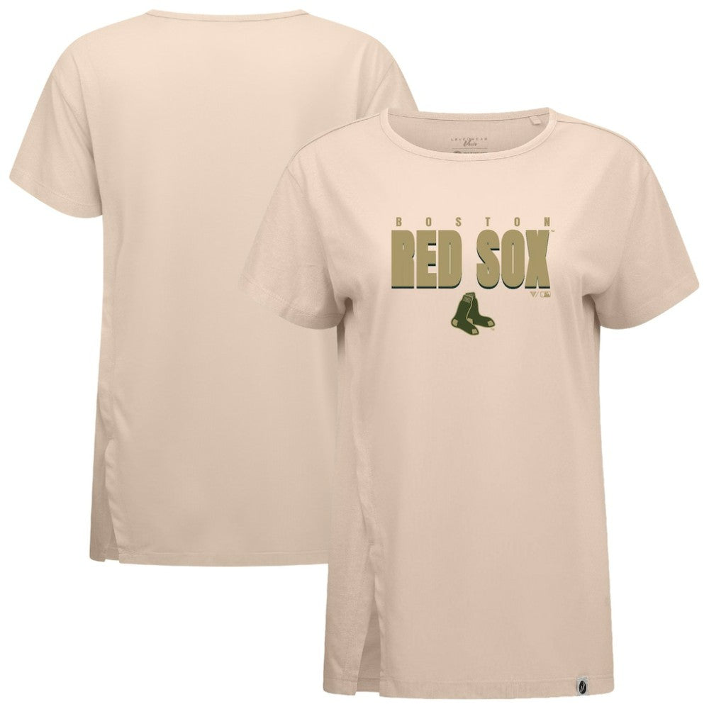 Boston Red Sox Levelwear Women's Influx Protect W T-Shirt - Khaki - MLB Discount