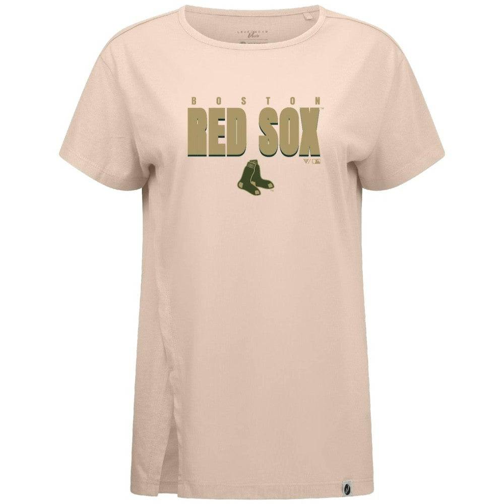 Boston Red Sox Levelwear Women's Influx Protect W T-Shirt - Khaki - MLB Discount