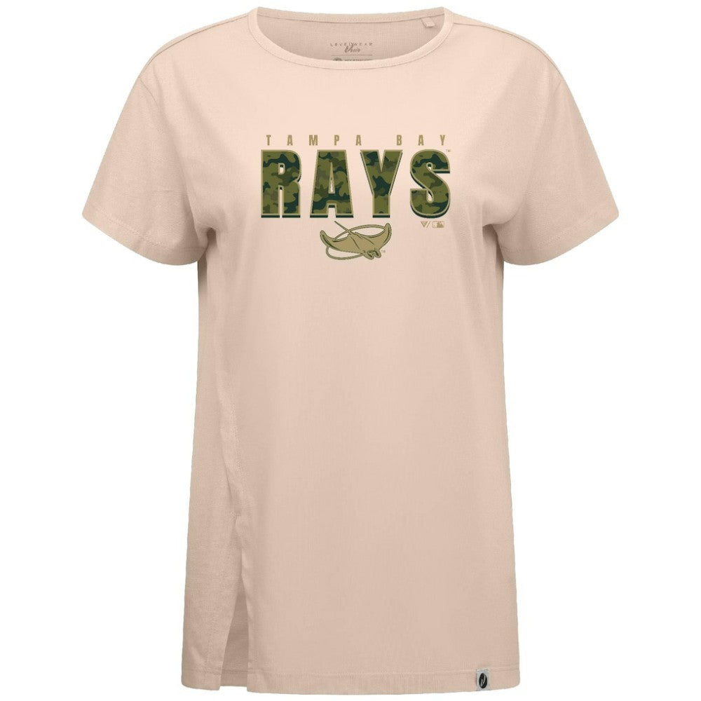 Tampa Bay Rays Levelwear Women's Influx Protect W T-Shirt - Khaki - MLB Lifestyle