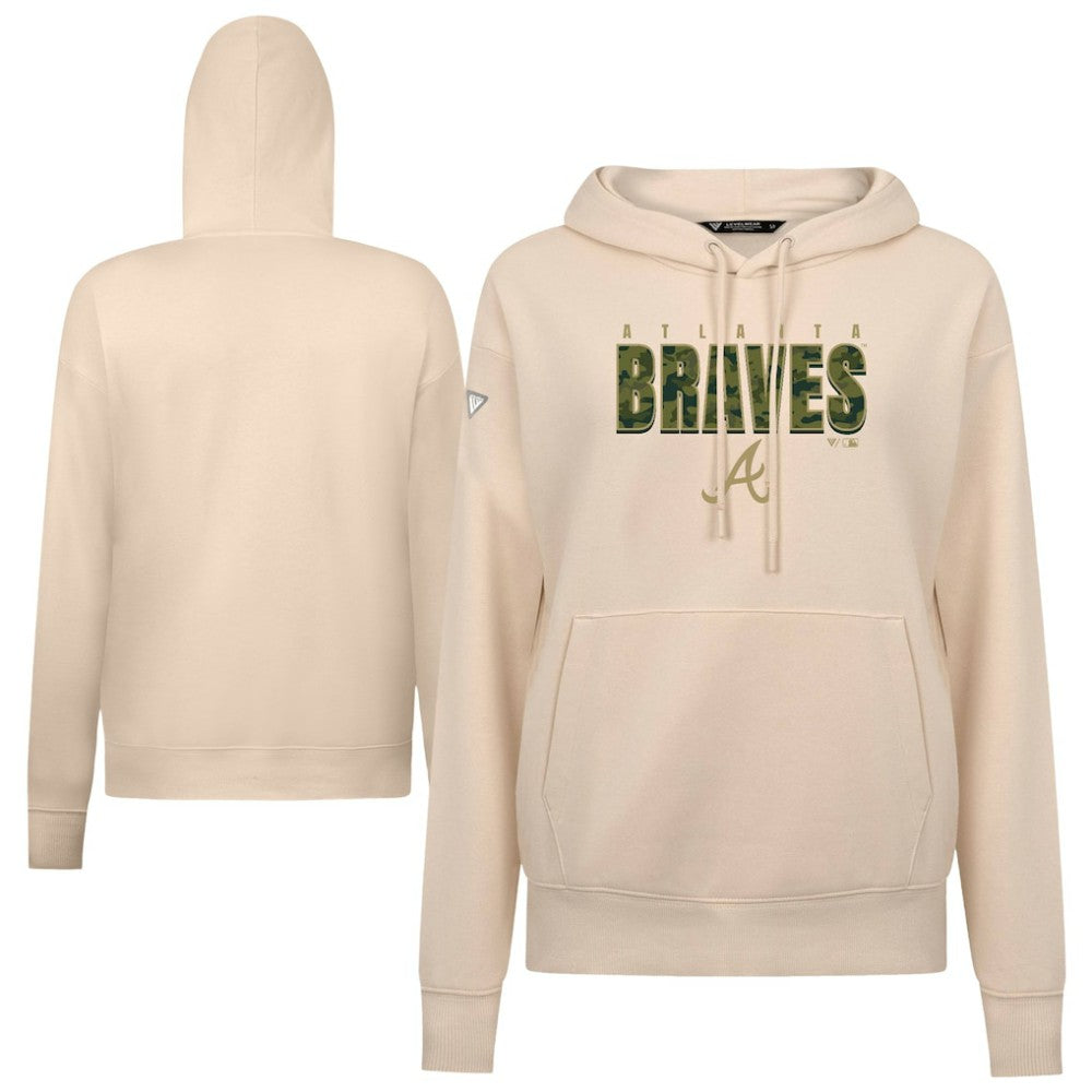 Atlanta Braves Levelwear Women's Adorn Protect W Pullover Hoodie - Khaki - MLB Online