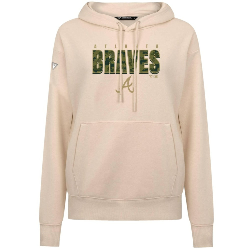 Atlanta Braves Levelwear Women's Adorn Protect W Pullover Hoodie - Khaki - MLB Online