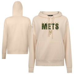 New York Mets Levelwear Women's Adorn Protect W Pullover Hoodie - Khaki - MLB on Sale