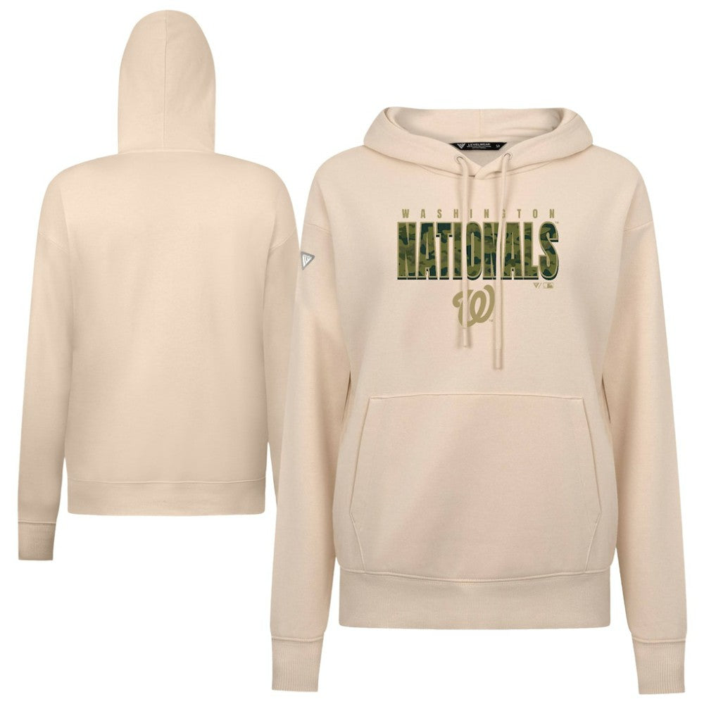 Washington Nationals Levelwear Women's Adorn Protect W Pullover Hoodie - Khaki - MLB Lifestyle