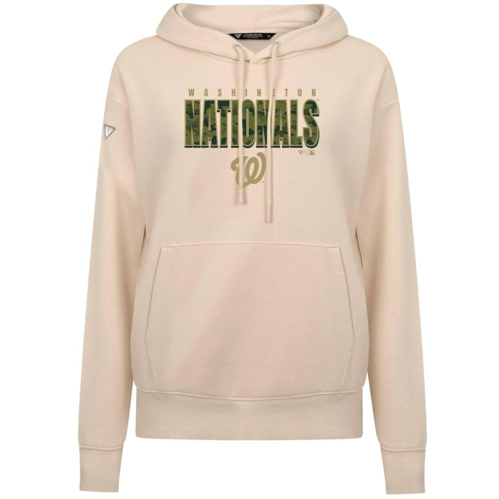 Washington Nationals Levelwear Women's Adorn Protect W Pullover Hoodie - Khaki - MLB Lifestyle