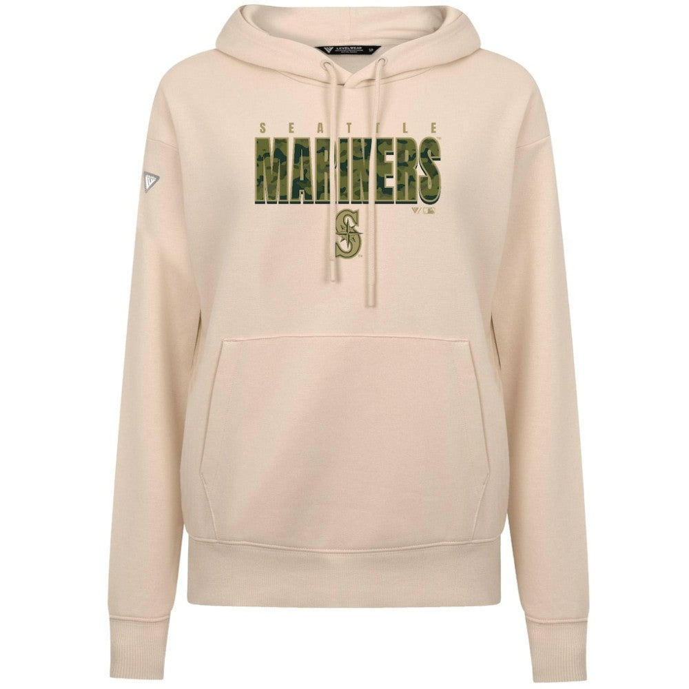 Seattle Mariners Levelwear Women's Adorn Protect W Pullover Hoodie - Khaki - MLB on Sale