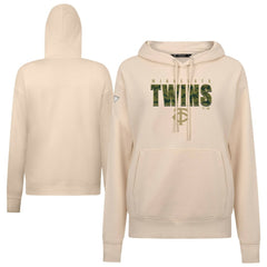 Minnesota Twins Levelwear Women's Adorn Protect W Pullover Hoodie - Khaki - MLB Sale