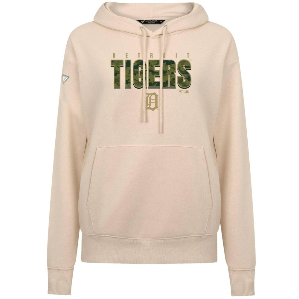 Detroit Tigers Levelwear Women's Adorn Protect W Pullover Hoodie - Khaki - MLB Discount