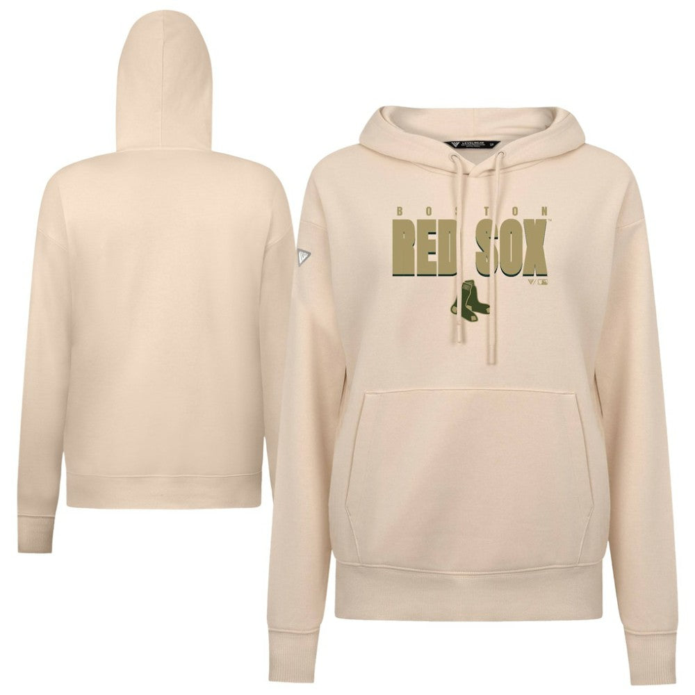 Boston Red Sox Levelwear Women's Adorn Protect W Pullover Hoodie - Khaki - MLB Sale
