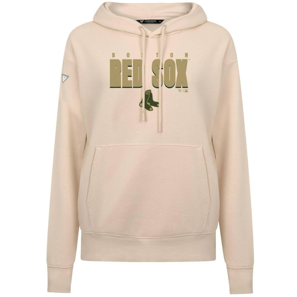Boston Red Sox Levelwear Women's Adorn Protect W Pullover Hoodie - Khaki - MLB Sale
