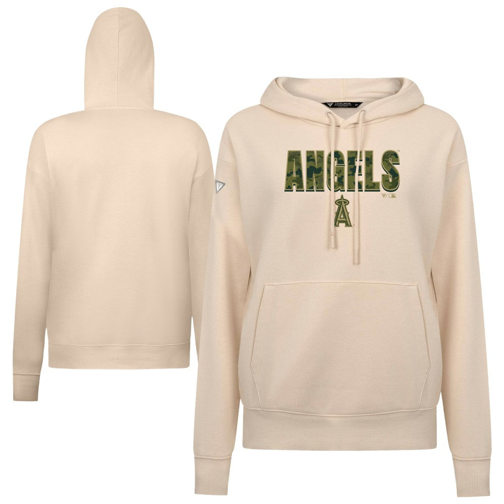 Los Angeles Angels Levelwear Women's Adorn Protect W Pullover Hoodie - Khaki - MLB on Sale