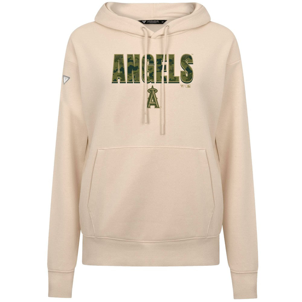 Los Angeles Angels Levelwear Women's Adorn Protect W Pullover Hoodie - Khaki - MLB on Sale