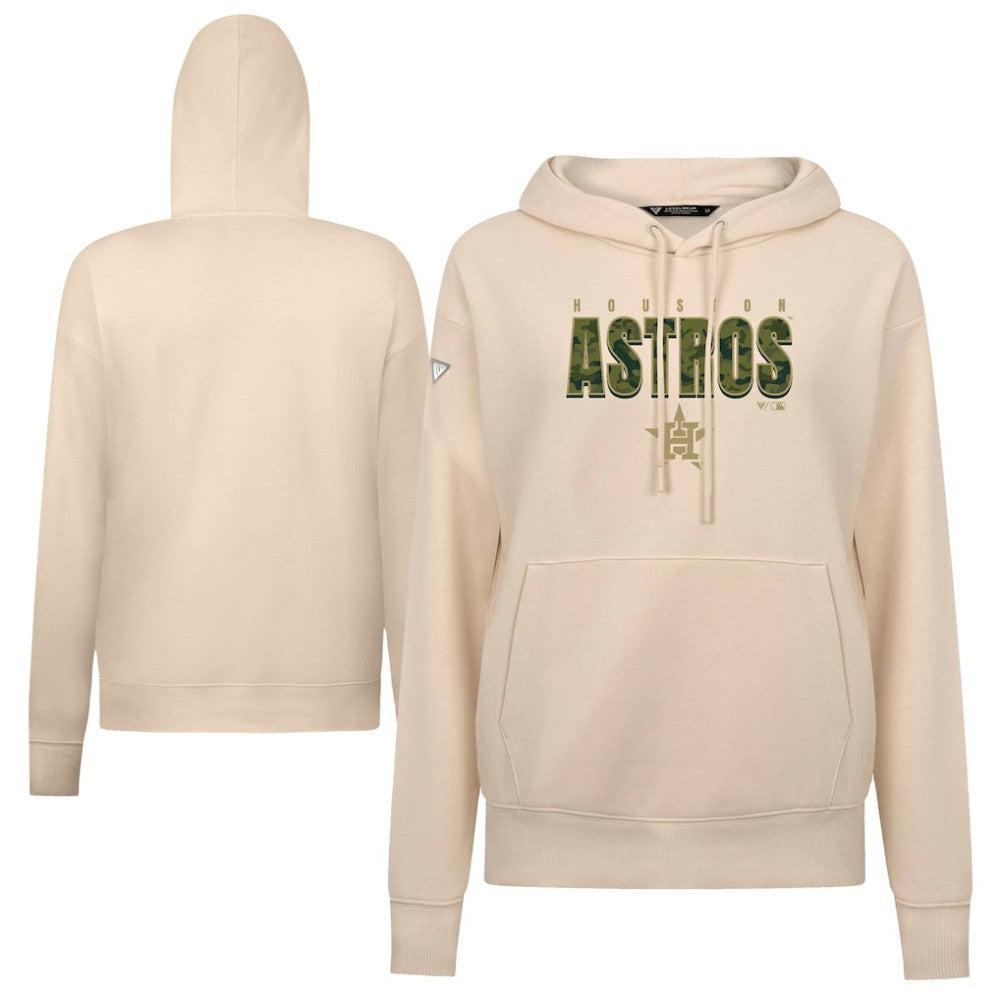 Houston Astros Levelwear Women's Adorn Protect W Pullover Hoodie - Khaki - MLB Discount