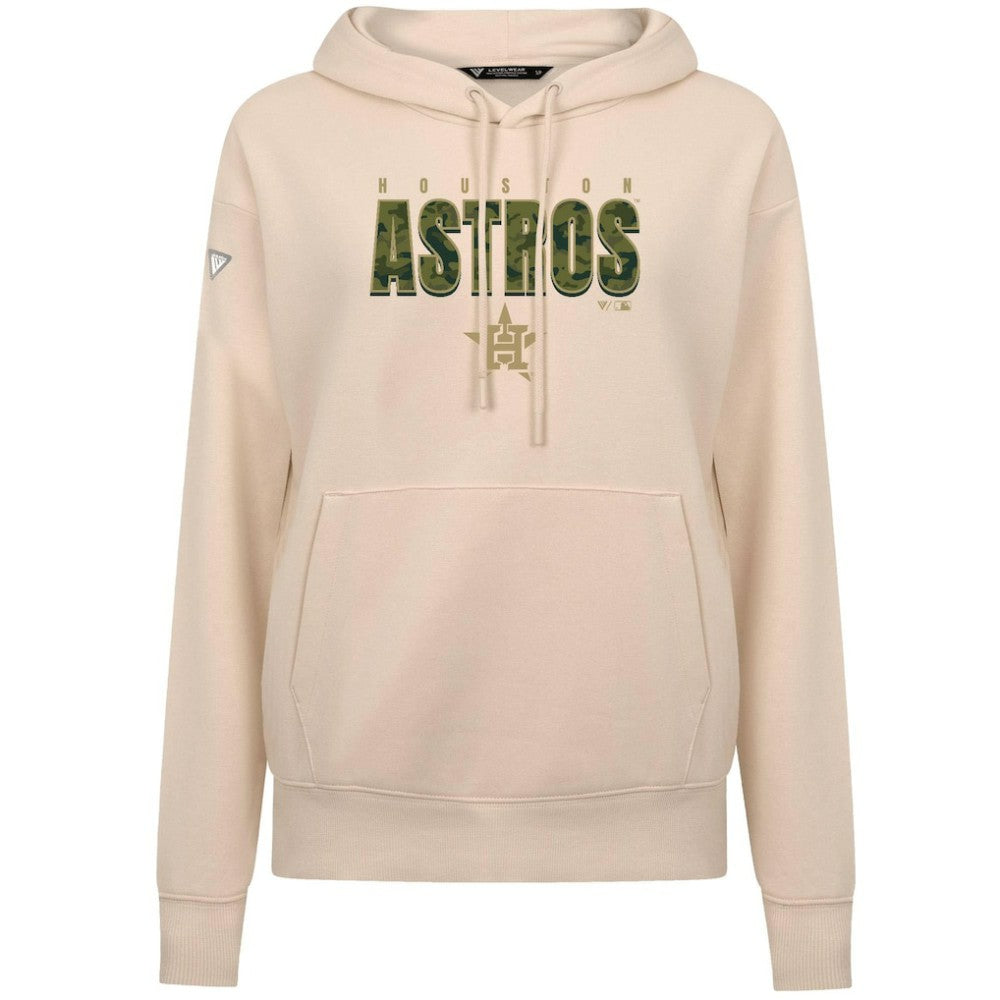 Houston Astros Levelwear Women's Adorn Protect W Pullover Hoodie - Khaki - MLB Discount