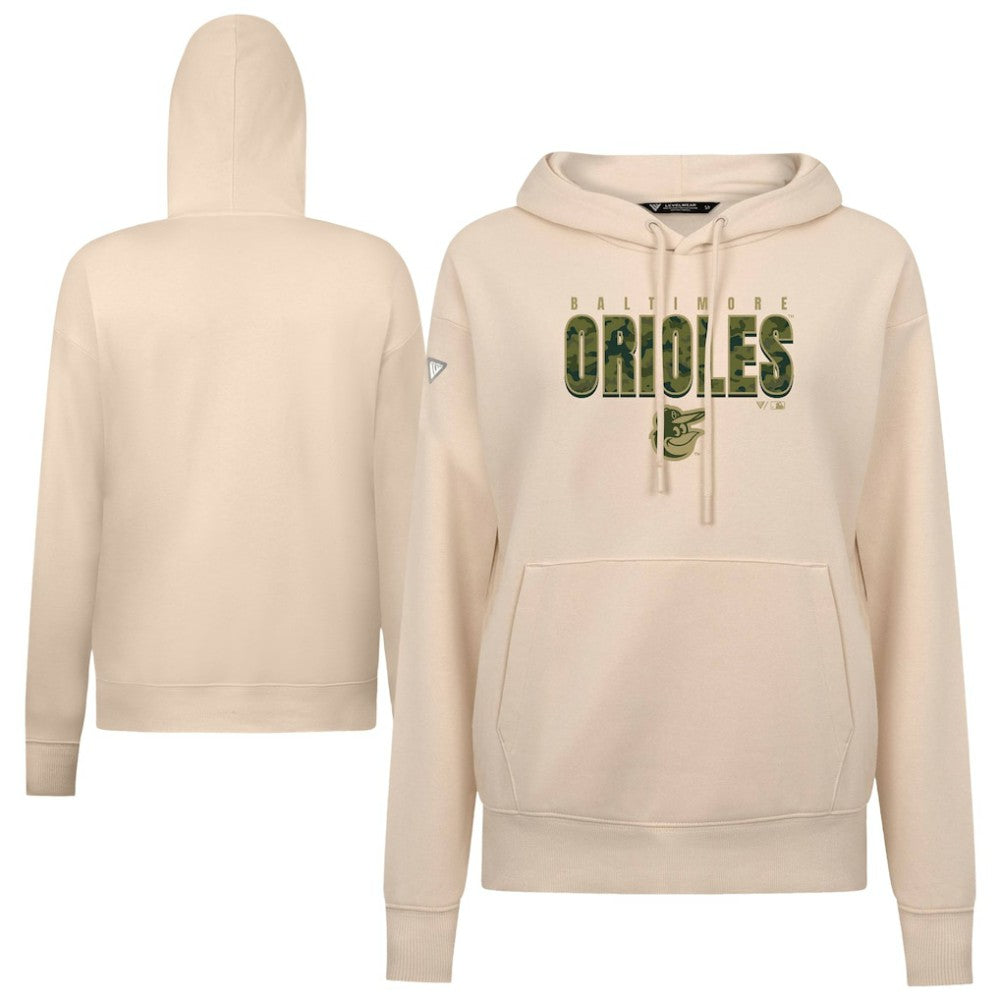 Baltimore Orioles Levelwear Women's Adorn Protect W Pullover Hoodie - Khaki - MLB Lifestyle