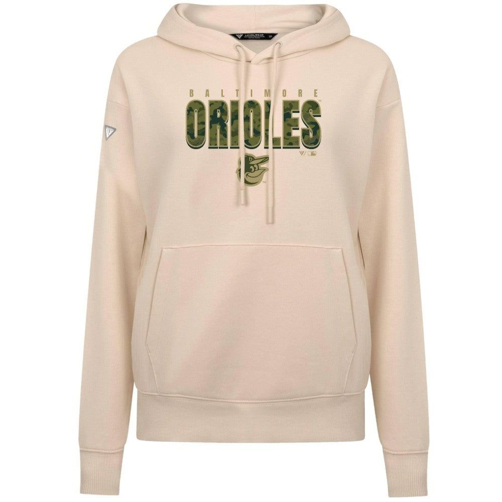 Baltimore Orioles Levelwear Women's Adorn Protect W Pullover Hoodie - Khaki - MLB Lifestyle