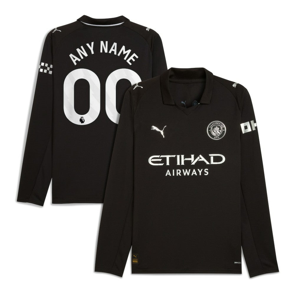 Manchester City 2025/26 Away Replica Long Sleeve Custom Jersey Black - Puma cheap