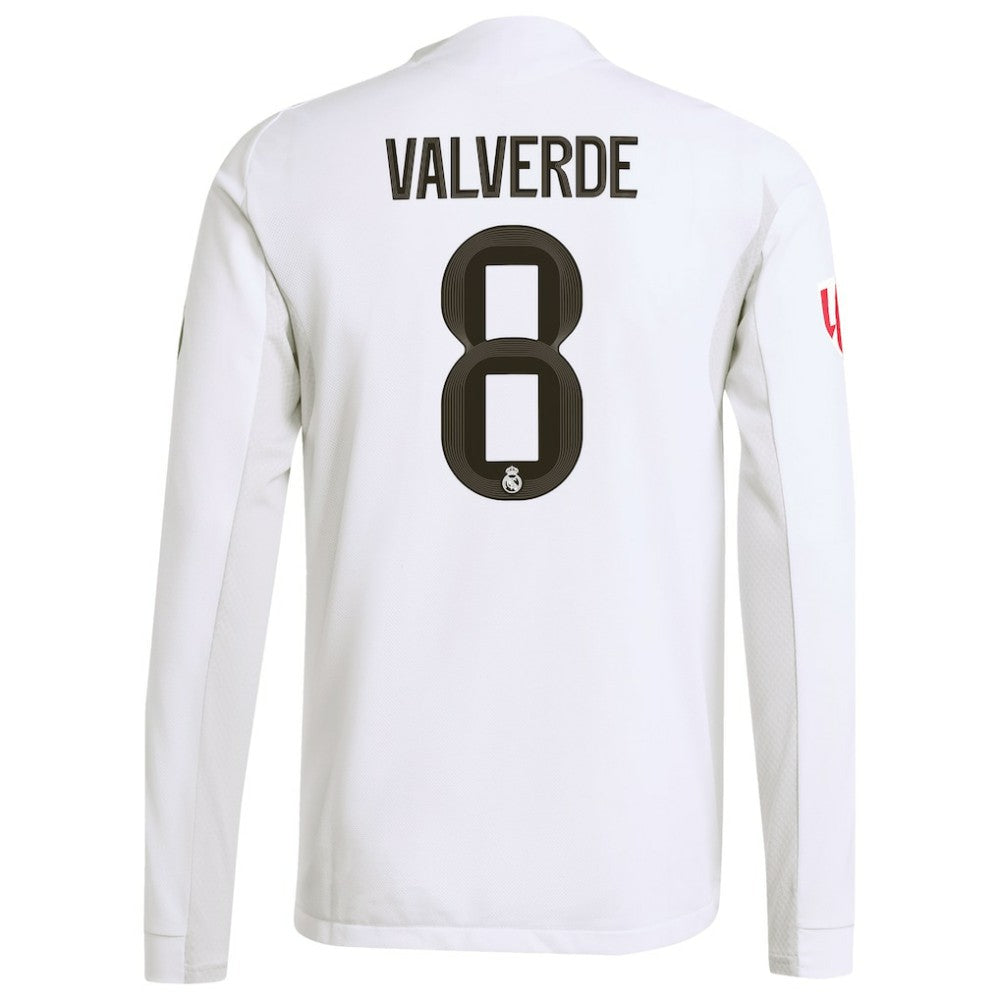 Federico Valverde Real Madrid 2025/26 Home Long Sleeve Jersey White - Adidas cheap